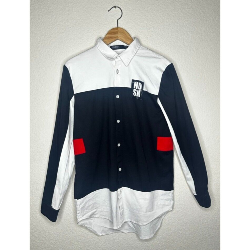 Hudson Outerwear Colorblock Black White Racer Red Logo Rare Mens Sz Small - Picture 2 of 14